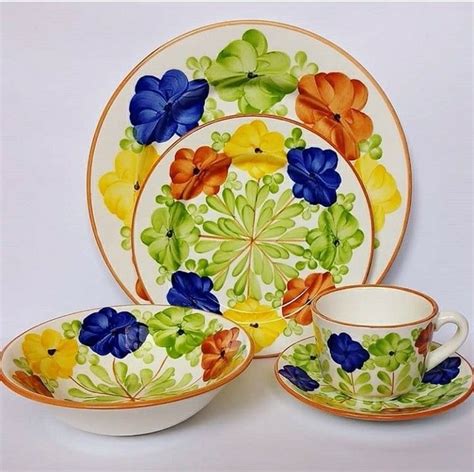 An Image Of A Plate And Cups With Flowers On Them