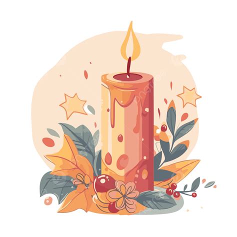 Advent Candle Clipart Christmas Candle Design Isolated Illustration Cartoon Vector Advent