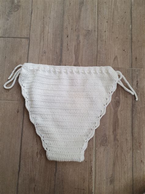 Crochet White Two Piece Bikini Set Hand Knit Swimwear Beach Fashion Knitted Swimming Clothes Etsy