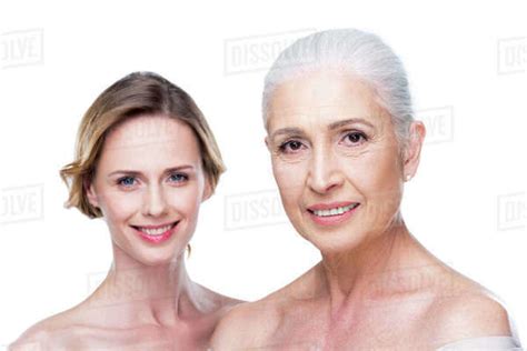 Naked Adult Daughter And Mother Isolated On White Purity Concept Royalty Free Stock Photo