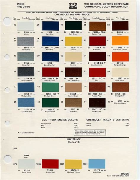 Gm Paint Codes Color Chart