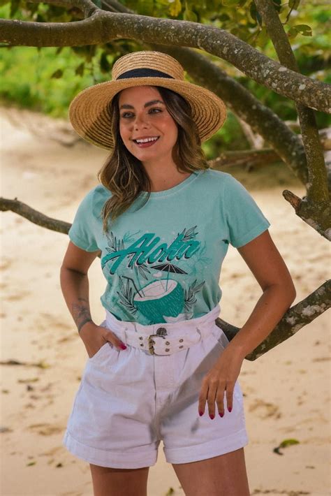 Tshirt Feminina Estonada Verde Gua Aloha Ammu Tshirt