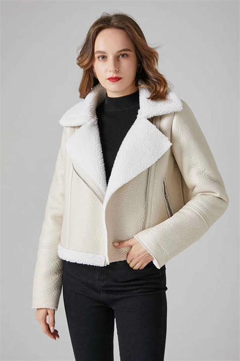 Veste Aviateur Femme Fausse Fourrure Blanche Mon Aviateur