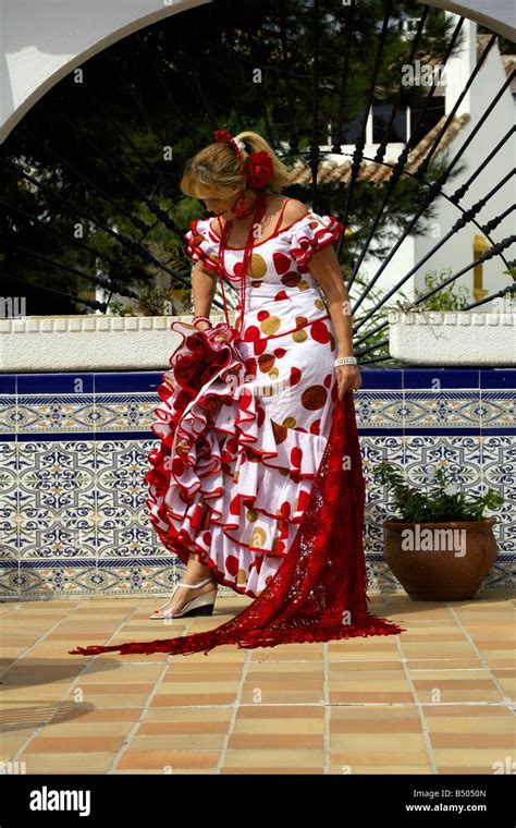 Beautiful Blond Middle Aged Spanish Woman In Traditional Costume