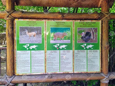 Information of Animals on Info Board in City Zoo Editorial Photography