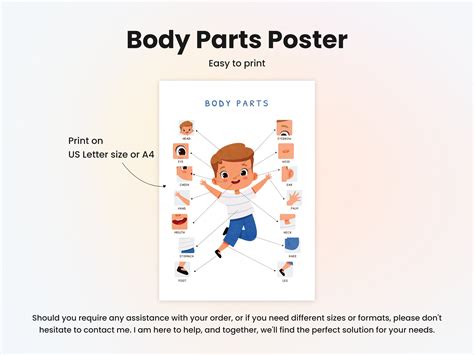 Body Parts, Educational Poster, Printable Wall Art, Digital Download ...