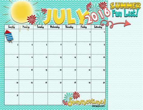 july summer calendar preschool calendar printable