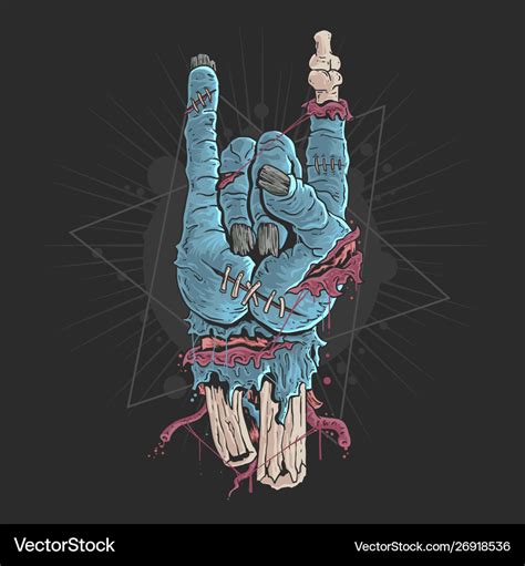 Zombie hand with bones and blood artwork Vector Image