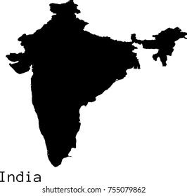 Black India Map Vector Silhouette Stock Vector Royalty Free 755079862