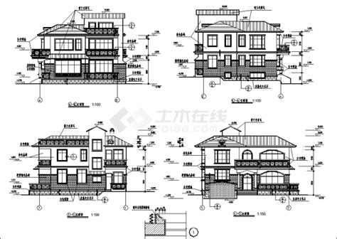 福建三套大型别墅住宅楼建筑设计施工cad图纸（含说明）图纸设计说明土木在线