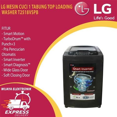 Jual Mesin Cuci Lg T2518vspb Top Loading 18kg Inverter Turbo Drum