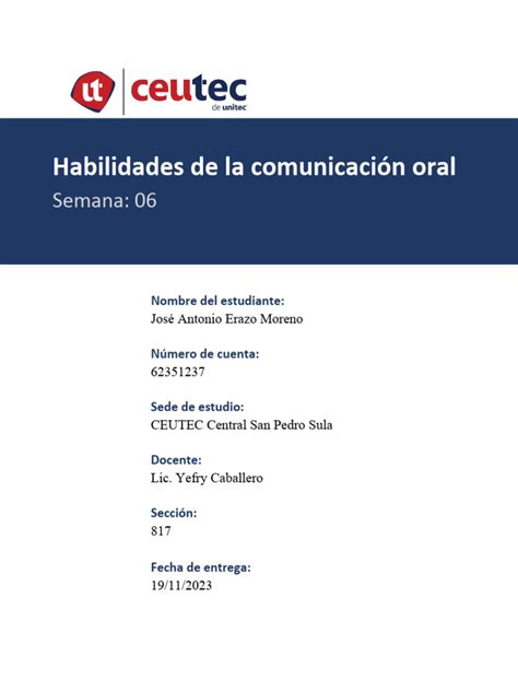 Ejercicio De Habilidades De La Comunicación Oral Descargar Gratis Pdf Comunicación Habla