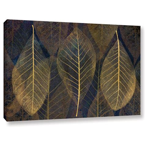 Winston Porter Leaf Gold Graphic Art On Wrapped Canvas Wayfair