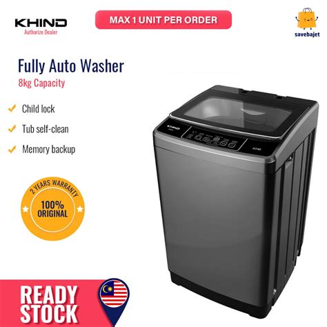 Khind 8kg Fully Auto Washing Machine Washer Mesin Basuh WM80A