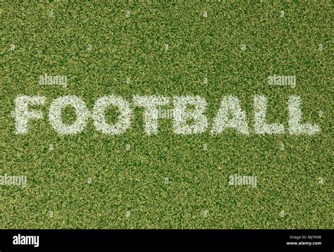 Realistic Textured Grass Football Soccer Field Football Written With White Grass On The