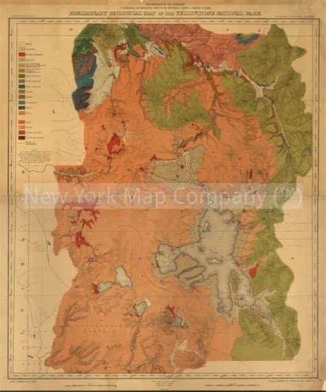 Map Preliminary Geological Map Of The Yellowstone National Park