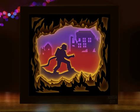 3d Firefighter Shadow Box Svg For Cricut Silhouette Firemen Etsy