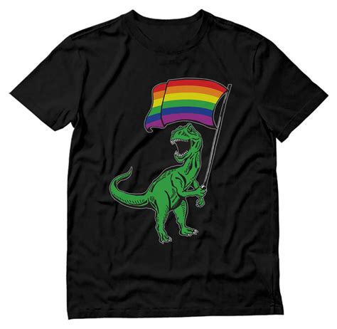 T Rex Rainbow Flag Gay Pride Shirt Casual LGBTQ Wear Love Is Love Equality Message