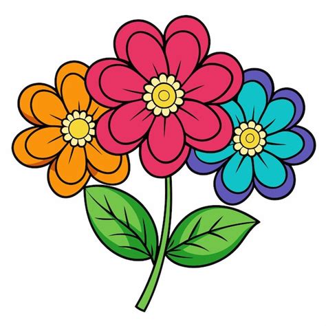Desenhos De Flor Colorida - Um desenho de flores coloridas com as cores do arco-íris | Vetor Premium