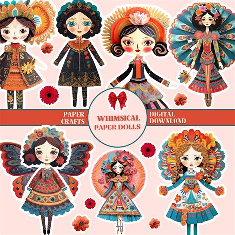 Whimsical Paper Dolls And Sceneries Printable Kit Junk Journal Dolls