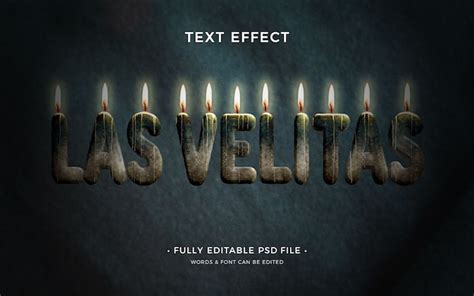 Premium PSD | Las velitas text effect