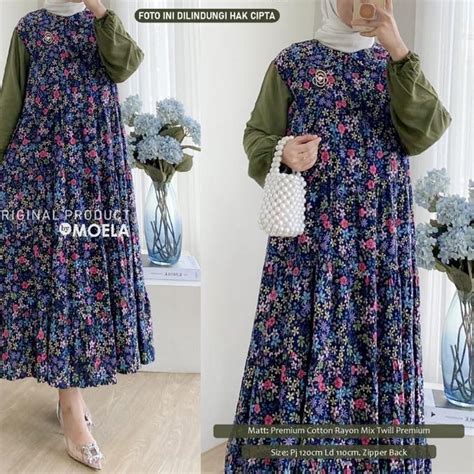 Jual NEW 1 1 Midi Dress Rayon Kombinasi By Moela Linga Mausi Resim