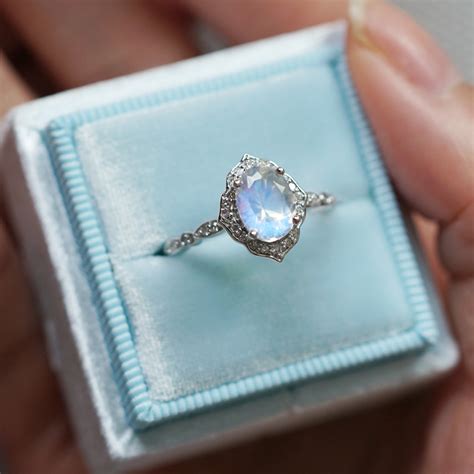 Blue Moonstone Engagement Ring