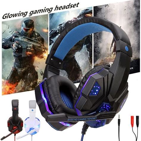 Buy Glowing Gaming Stereo Headset Computer Headphone Wired Earphone With 2 To 1 Cable At