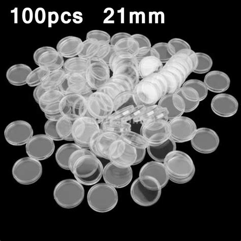 100pcs 18192021232425262830mm Clear Plastic Coin Capsules Coin