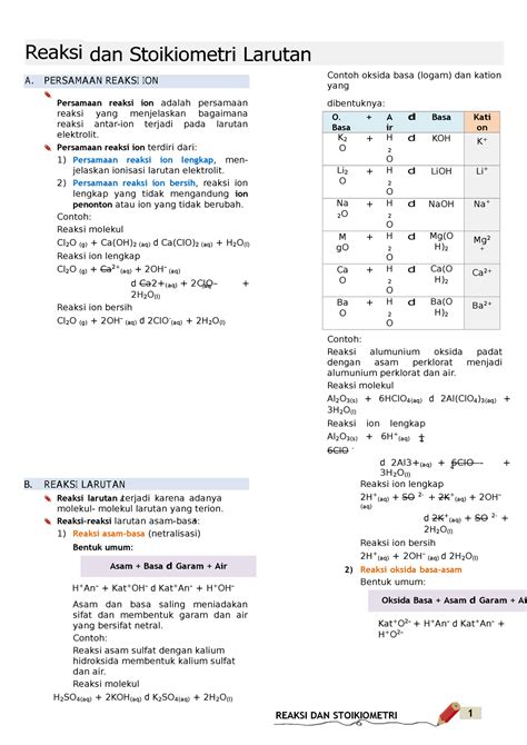 Reaksi Dan Stoikiometri Larutan Reaksi Dan Stoikiometri Larutan Contoh Oksida Basa Logam Dan