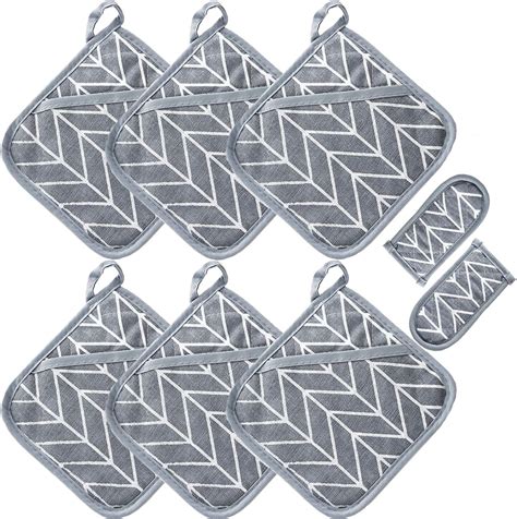 Amazon Win Change Heat Resistant Potholders Hot Pads Kitchen Pot Holders Set With Pan
