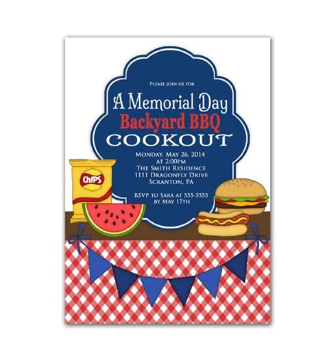 Cookout Party Invitation labor day Memorial Day by PurpleChicklet