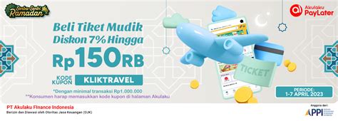 Promo Akulaku Travel Dapatkan Diskon 7 Klikindomaret