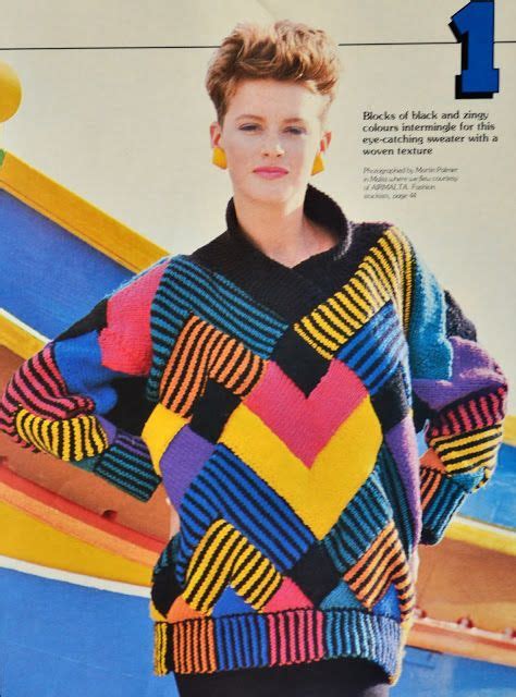 Vintage 1980s Colourblock Sweater Knitting Pattern 1980s Fashion