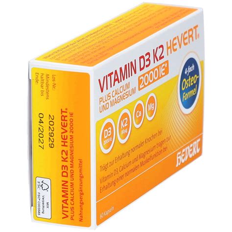 Vitamin D3 K2 Hevert Plus Calcium Und Magnesium 2000 Ie 60 St Shop