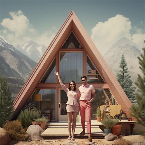 Premium Photo A Man And Woman Posing In Front Of A House With