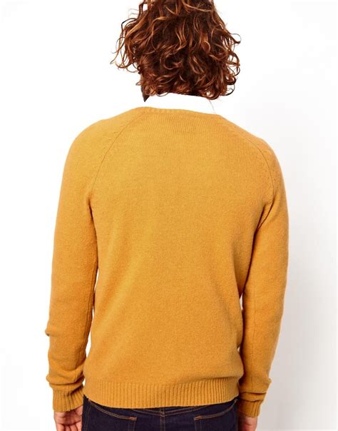 Lyst Asos Asos Wool Rich Sweater In Yellow For Men