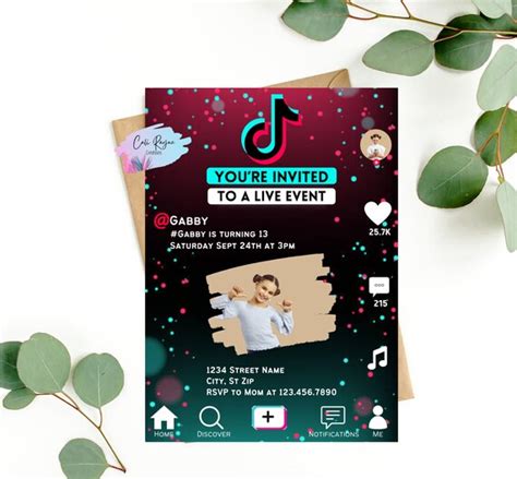 Editable Tik Tok Birthday Invitation Tik Tok Party Invite Etsy