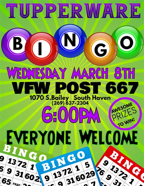 Tupperware Bingo Vfw Post 667