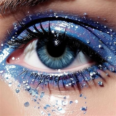 Premium AI Image | A blue eye with glitter on it