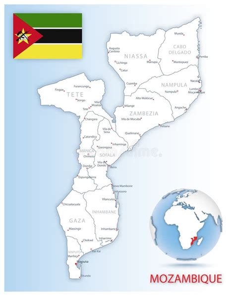 Mapa De Moçambique Divisões Administrativas Ilustração do Vetor