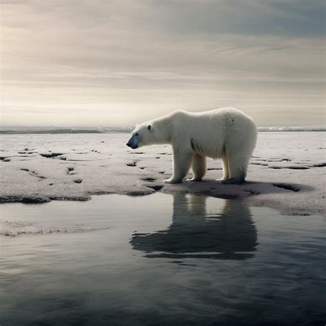 Un Oso Polar Se Para Sobre Un Trozo De Hielo Con La Palabra Polar