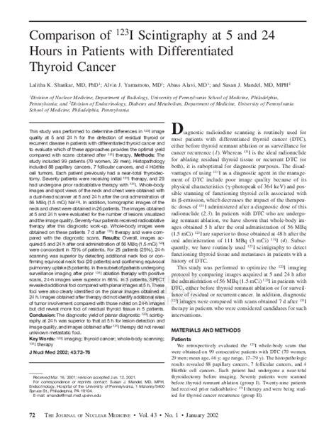 Pdf Comparison Of 123i Scintigraphy At 5 And 24 Hours In Patients