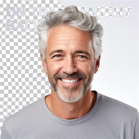 Premium PSD Portrait Of Happy Casual Older Man Smiling Mid Adult Mature Age Guy With Gray Hair