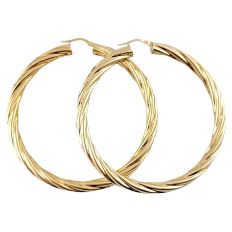 14k Yellow Gold Large Twist Hoop Earrings 16068 For Sale At 1stdibs