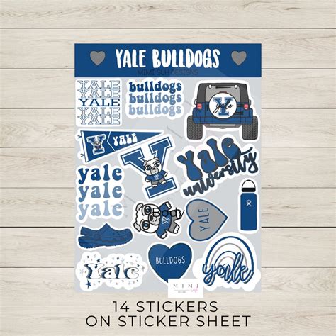 14 Yale University Stickers Sheet Yale Bulldogs Sticker Sheet - Etsy