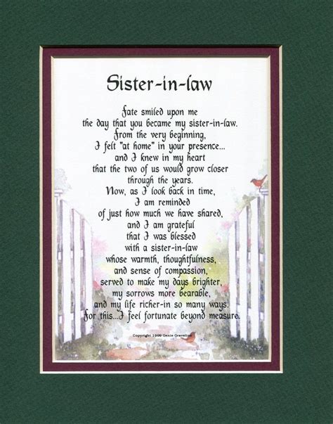 Sister In Law Poem Sister In Law Present Sister In Law T Etsy