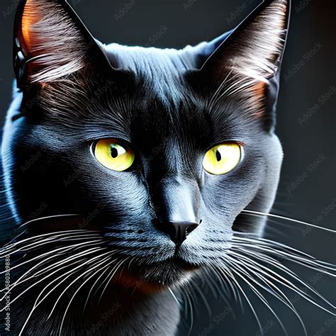 Graceful And Mysterious The Sleek Black Cat Prowls With An Air Of