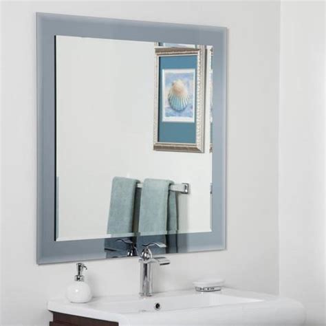 Decor Wonderland 35 In Silver Square Frameless Bathroom Mirror In The