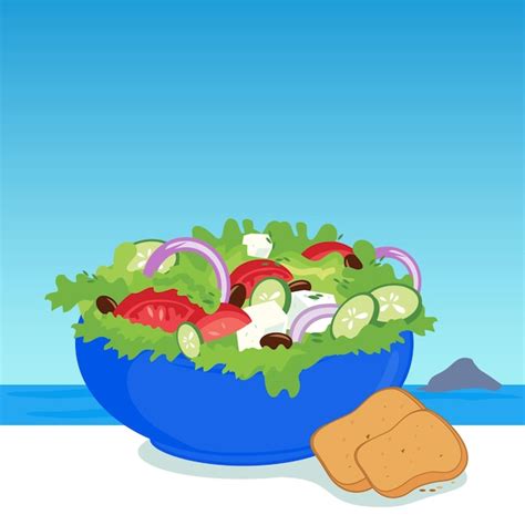 Un Delicioso Plato De Ensalada En Una Mesa Junto Al Mar En Una Isla